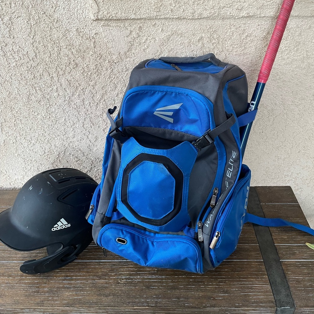 Boys Baseball bag, helmet, and bat